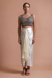 Blue Color Raw Silk Mirror Work Blouse