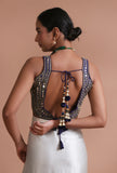 Blue Color Raw Silk Mirror Work Blouse