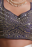 Blue Color Raw Silk Mirror Work Blouse