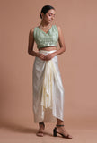 Mint Green Color Raw Silk Mirror Work Blouse