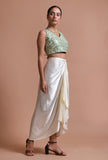 Mint Green Color Raw Silk Mirror Work Blouse