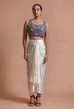 Blue Color Raw Silk Mirror Work Blouse