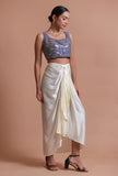 Blue Color Raw Silk Mirror Work Blouse