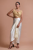 Golden Color Raw Silk Mirror Work Blouse