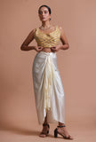 Golden Color Raw Silk Mirror Work Blouse