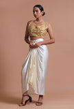 Golden Color Raw Silk Mirror Work Blouse