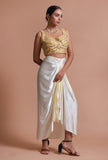 Golden Color Raw Silk Mirror Work Blouse