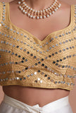 Golden Color Raw Silk Mirror Work Blouse