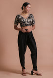 Black Color Raw Silk Embroidered Blouse