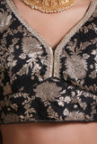 Black Color Raw Silk Embroidered Blouse