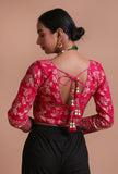 Pink Color Raw Silk Embroidered Blouse
