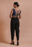 Navy Blue Color Raw Silk Embroidered Blouse