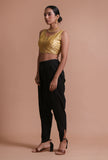 Golden Color Raw Silk Embroidered Blouse