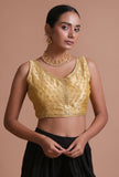 Golden Color Raw Silk Embroidered Blouse