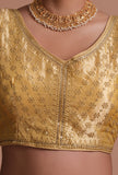Golden Color Raw Silk Embroidered Blouse