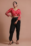 Red Color Raw Silk Embroidered Blouse