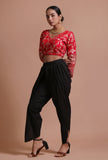 Red Color Raw Silk Embroidered Blouse