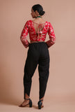 Red Color Raw Silk Embroidered Blouse