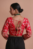 Red Color Raw Silk Embroidered Blouse