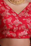 Red Color Raw Silk Embroidered Blouse