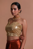 Golden Color Raw Silk Sitara Work Blouse