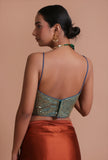 Green Color Raw Silk Sitara Work Blouse