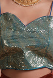 Green Color Raw Silk Sitara Work Blouse