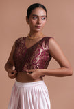 Dark Purple Color Brocade  Blouse