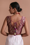 Dark Purple Color Brocade  Blouse