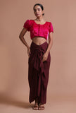 Pink Color Brocade Plain Blouse