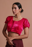 Pink Color Brocade Plain Blouse