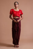 Red Color Organza Plain Blouse