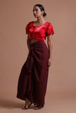 Red Color Organza Plain Blouse