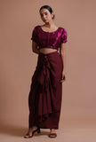 Wine Color Organza Plain Blouse