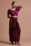 Wine Color Organza Plain Blouse