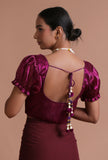 Wine Color Organza Plain Blouse