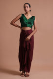 Bottle Green Color Organza Plain Blouse