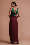 Bottle Green Color Organza Plain Blouse