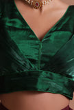 Bottle Green Color Organza Plain Blouse