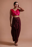 Dark Pink Color Organza Plain Blouse