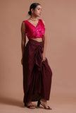 Dark Pink Color Organza Plain Blouse