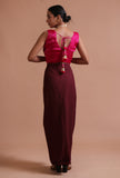 Dark Pink Color Organza Plain Blouse