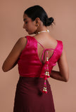 Dark Pink Color Organza Plain Blouse