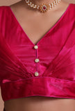 Dark Pink Color Organza Plain Blouse