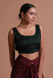 Black Color raw Silk Plain Blouse