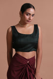 Black Color raw Silk Plain Blouse