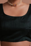 Black Color raw Silk Plain Blouse