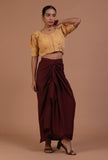 Golden Color Cotton Chikankari Blouse