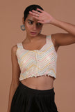 Off White Color Cotton Sitara work Blouse
