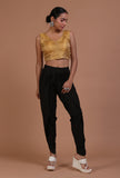 Golden Color Raw Silk Plain Blouse